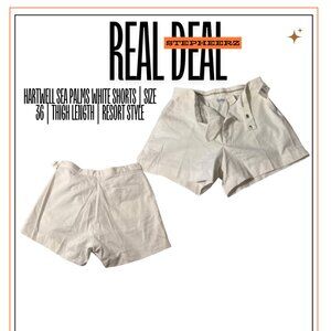 Hartwell Sea Palms White Shorts | Size 36 | Thigh Length | Resort Style